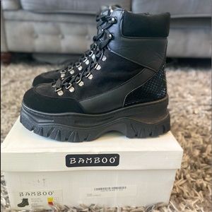 Chunky Heel Platform Hiking Boots “Bamboo Brand”